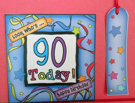 90th Birthday Quick Card with Pyramage by Eunice Roberts