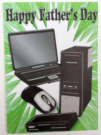 Computer on Green Abstract, for Father's Day A4 by Eunice Roberts