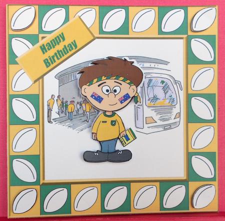 Little Rugby Fan (australia) - 6in x 6in by Eunice Roberts
