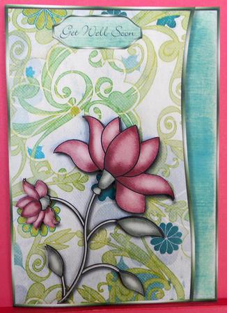 Retro Flower Card Front with Decoupage by Eunice Roberts