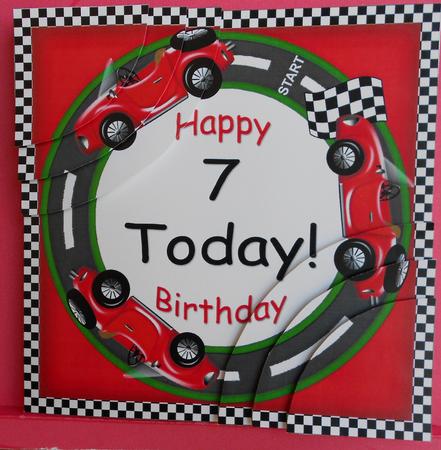 Red Racing Cars 7 Today 6in Duo Corner Stacker by Eunice Roberts