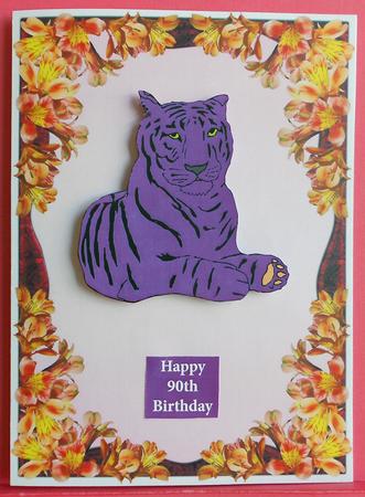 Tiger Lily Frame Plain Card Base 4 by Eunice Roberts