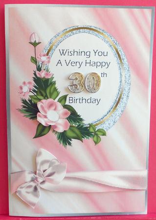 Oval Frame with Flowers 30th Birthday by Eunice Roberts