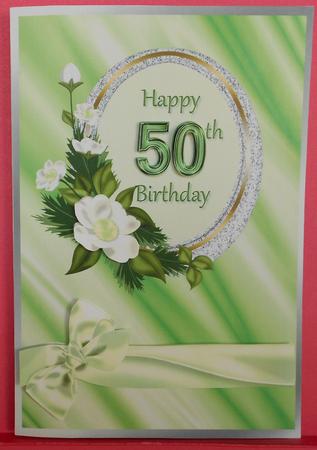 Oval Frame with Flowers 50th Birthday by Eunice Roberts