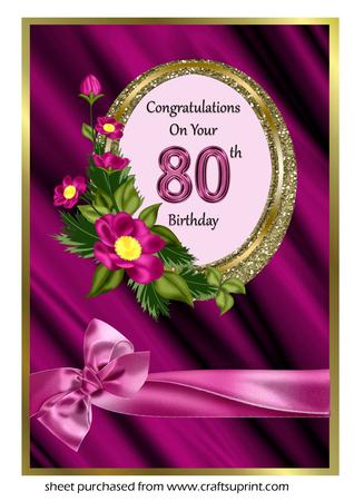 Oval Frame with Flowers 80th Birthday by Eunice Roberts