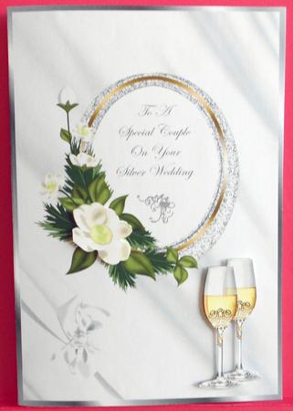 A4 Silver Wedding Anniversary Card Front by Eunice Roberts