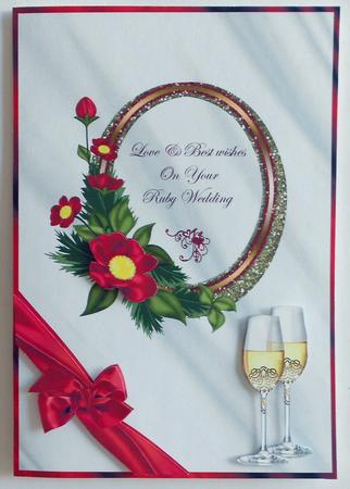 A4 Ruby Wedding Annniversary Card Front by Eunice Roberts