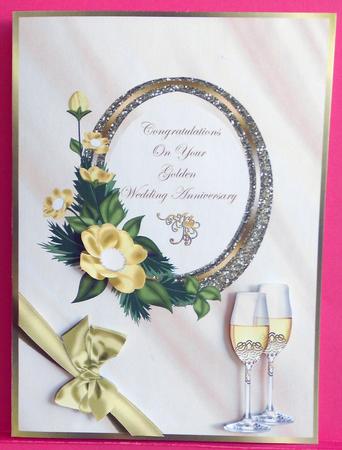 A4 Golden Wedding Anniversary Card Front by Eunice Roberts