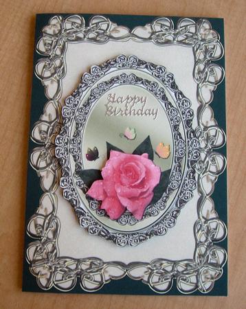 Rose with Butterflies Double Layered Card (2) by Eunice Roberts