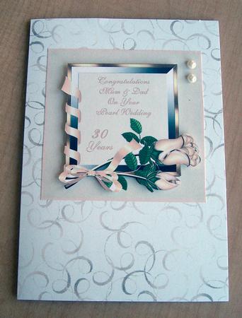 Roses & Ribbons Frame - Pearl Wedding by Eunice Roberts