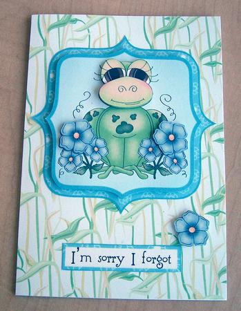 Sorry / Regret Bracket Card Front / Topper with Frog by Eunice Roberts
