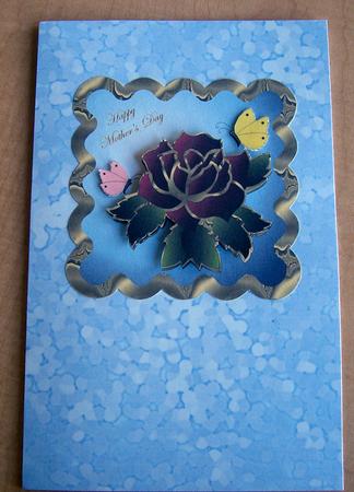 Mothers Day Wavy Edge Rose Card by Eunice Roberts