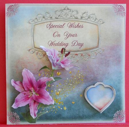 Stargazer Lily Wedding Day 8x8inch Card Front by Eunice Roberts