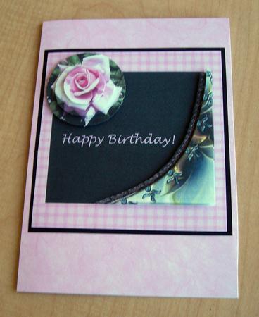 Perfect Pink Birthday Rose Double Pyramid Card by Eunice Roberts