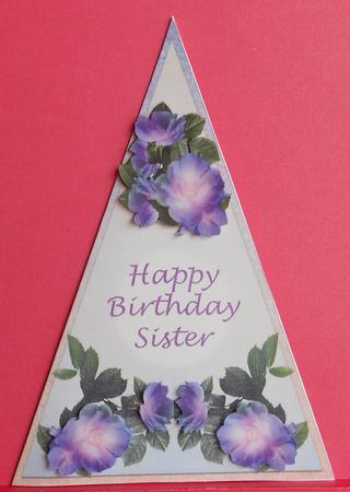 Purple Wild Roses for Her Triangle Card by Eunice Roberts
