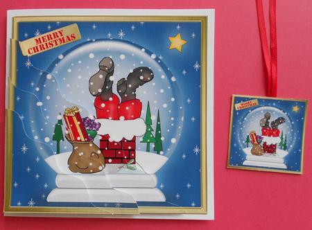Xmas Santa Got Stuck Snowglobe Wavy Corner Side Stacker by Eunice Roberts
