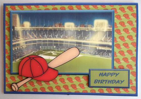 Baseball Field with Cap and Bat A4 by Eunice Roberts