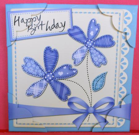 8 x 8 Birthday Flowers N Lace Corner Topper by Eunice Roberts
