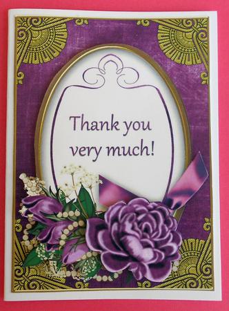Dpurple Rose Thank You 7x5in Decoupage Step by Step by Eunice Roberts