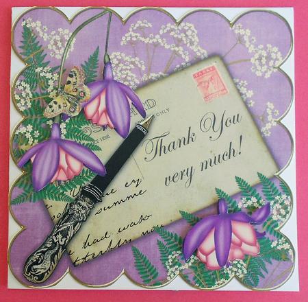 Lilac Pink L Fushcia Thank You 8in Scallop Topper by Eunice Roberts