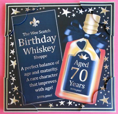 8 x 8 70th Birthday Whisky Scalloped Corner Topper by Eunice Roberts