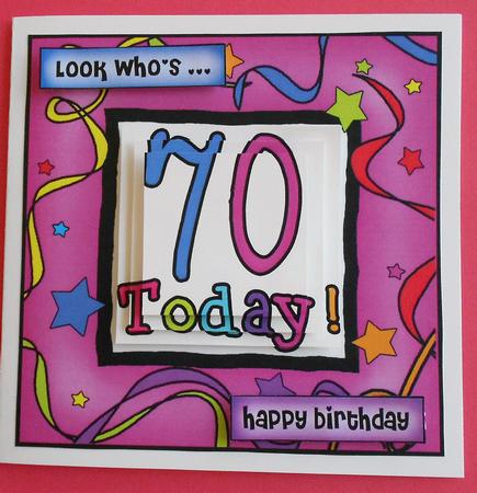 70th Birthday Quick Card with Pyramage by Eunice Roberts