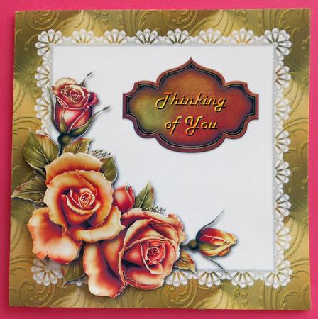 Thinking of You Copper Rose Card Front by Eunice Roberts