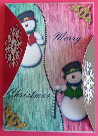 Snowman Christmas Off-set Gatefold Card by Eunice Roberts