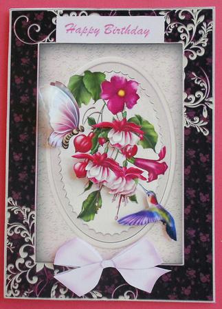 Beautiful A5 of Fushias and Bird by Eunice Roberts