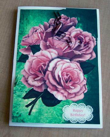 Bouquet of Roses Happy Birthday with Love Corner Stacker by Eunice Roberts
