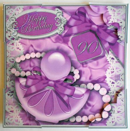 8 x 8 90th Birthday Perfume Lace N Pearls Scalloped Corner by Eunice Roberts