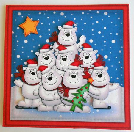 Xmas Polar Bears Quick Cut and Fold Card by Eunice Roberts