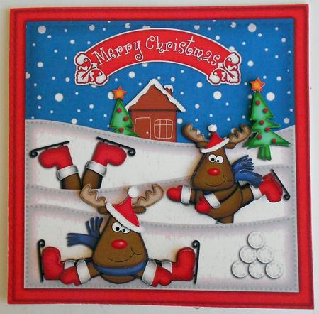 Xmas Rudolph Quick Cut and Fold Card by Eunice Roberts