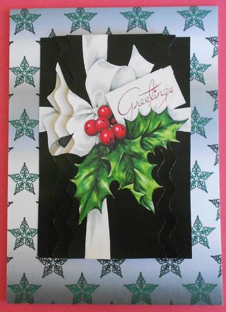 Christmas Flourish Stars in Green and Silver Backgrounds by Eunice Roberts