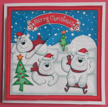 Xmas Polar Bears Fan Pyramage Topper by Eunice Roberts