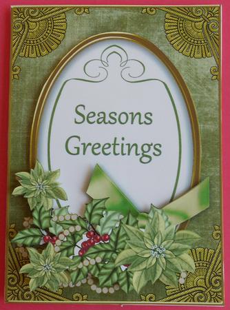 Olive Poinsettia Seasons Greetings Oval 7x5in Step by Step by Eunice Roberts