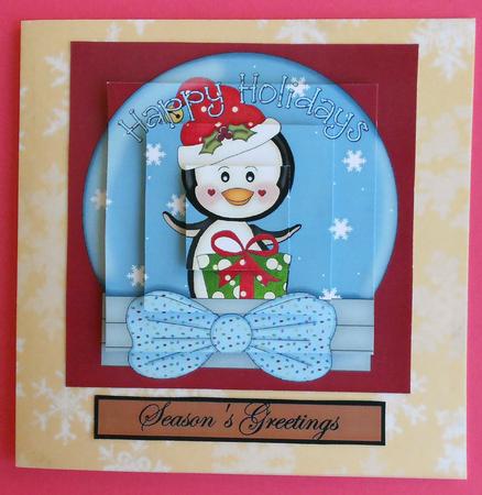 Christmas Penguin Snow Globe Square Pyramid 1 by Eunice Roberts