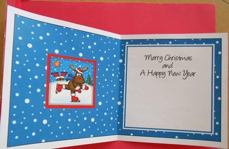 Xmas Skating Rudolph Matching Insert Square Landscape by Eunice Roberts