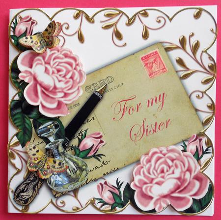 Pink Rose for My Sister Ink Saver 8in Scallop Step by Step by Eunice Roberts