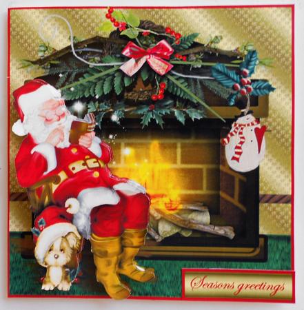 Santa Relaxing in Front of His Fire by Eunice Roberts