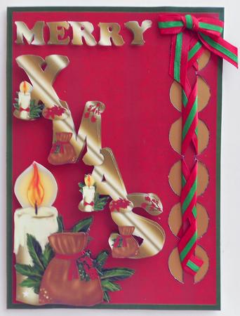 Woven Ribbon Card - Christmas Candle and Spice Bag by Eunice Roberts