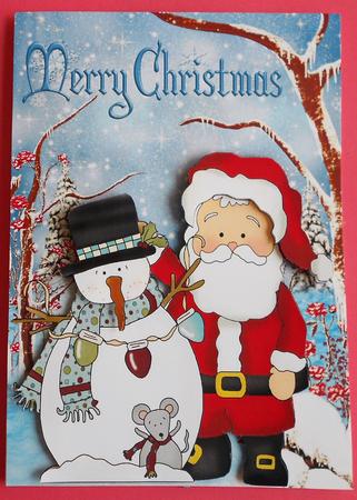 Santa with Snowman and Little Mouse by Eunice Roberts