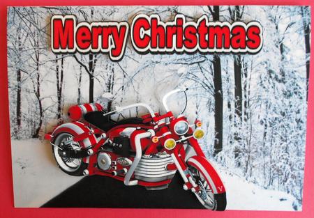 Red Hot Wheels Motorbike on the Snow Road A4 by Eunice Roberts
