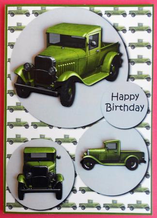 Vintage Green Pickup Truck + Decoupage by Eunice Roberts