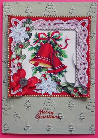 Christmas Bells Poinsettia 5in Scalloped Side Stacker by Eunice Roberts