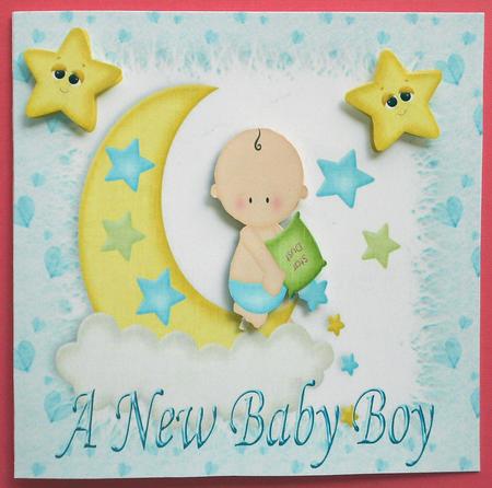 Cute Baby Boy with Stars and the Moon by Eunice Roberts