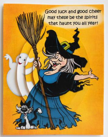 The Good Luck Halloween Witch Oval Pyramid by Eunice Roberts