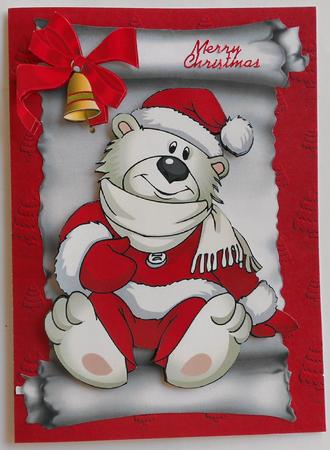 Cute Topper of Penguin and Polar Bear on a Scroll by Eunice Roberts