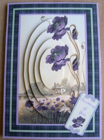 Purple Poppies Sympathy Card Front & Pyramage by Eunice Roberts