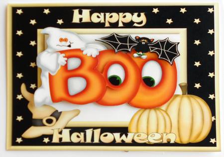 Boo! Ghost with Bat in Frame by Eunice Roberts